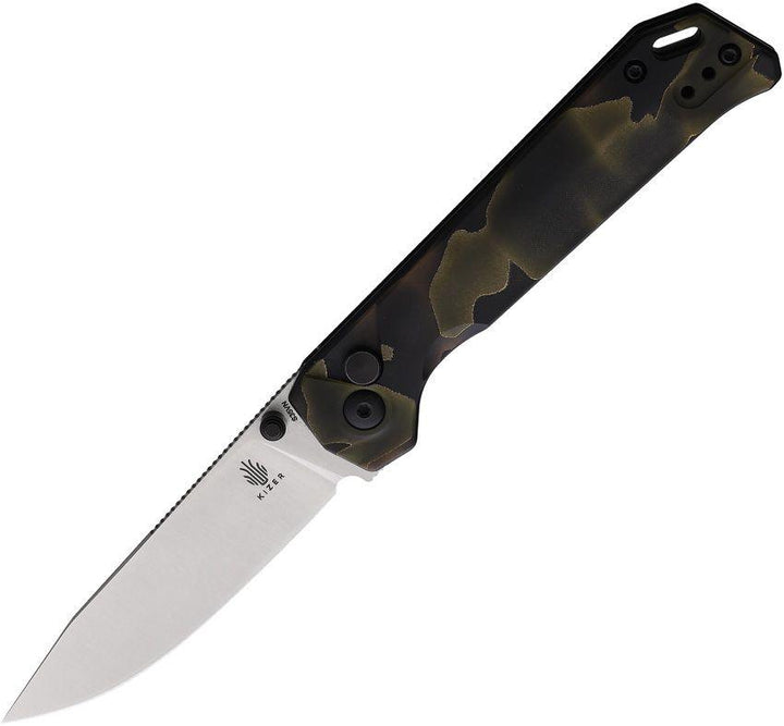 Kizer Cutlery Begleiter 2 Button Lock Raffir Satin S35VN - Knives.mx