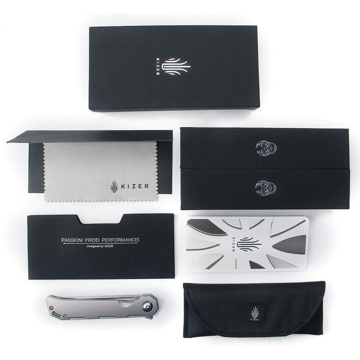 Kizer Cutlery Begleiter Framelock Gray Titanium Satin S35VN - Knives.mx