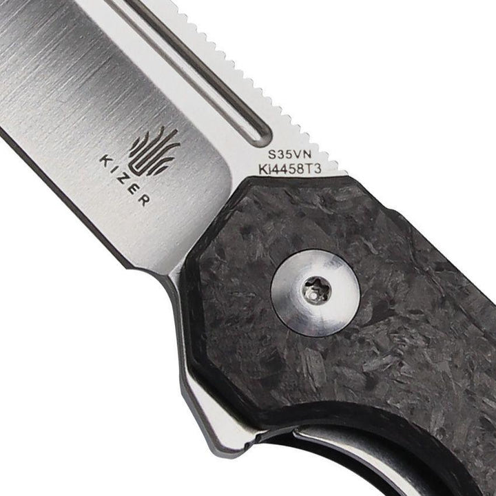 Kizer Cutlery Begleiter Framelock Marbled Carbon Fiber Satin S35VN - Knives.mx