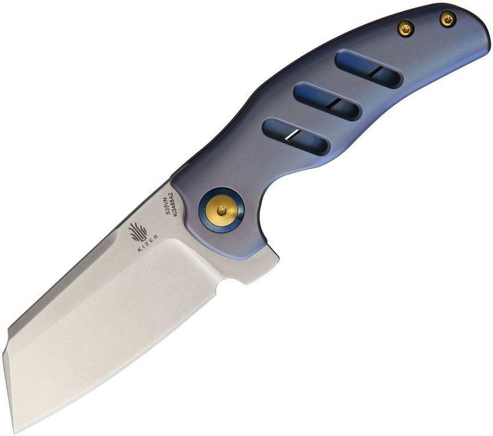 Kizer Cutlery C01C Mini Framelock Blue Anodized Titanium Stonewash S35VN - Knives.mx