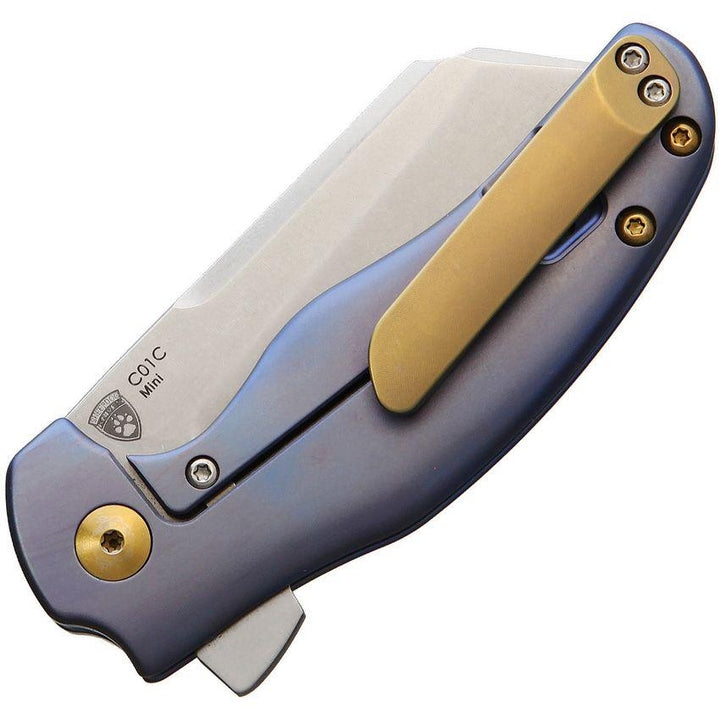 Kizer Cutlery C01C Mini Framelock Blue Anodized Titanium Stonewash S35VN - Knives.mx