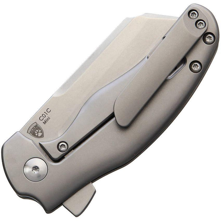 Kizer Cutlery C01C Mini Framelock Gray Titanium Stonewash Sheepsfoot S35VN - Knives.mx