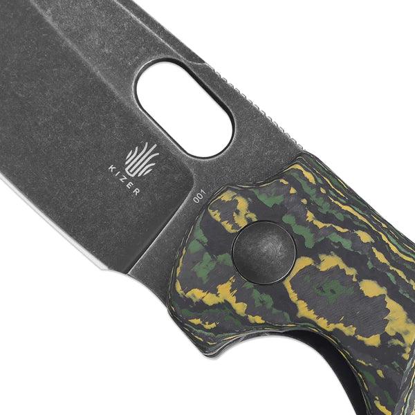 Kizer Cutlery C01C Mini Framelock Toxic Fatcarbon Black Stonewash Sheepfoot CPM-20CV - Knives.mx