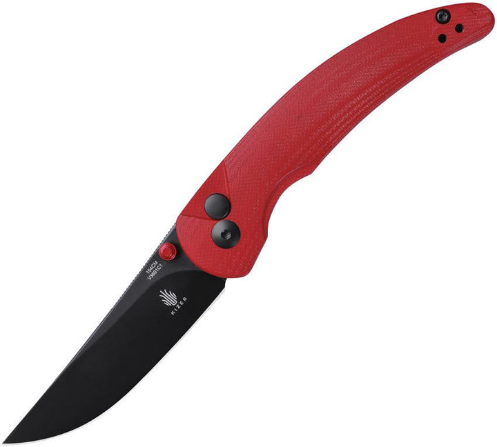 Kizer Cutlery Chili Pepper Button Lock Red G10 Black 154CM - Knives.mx