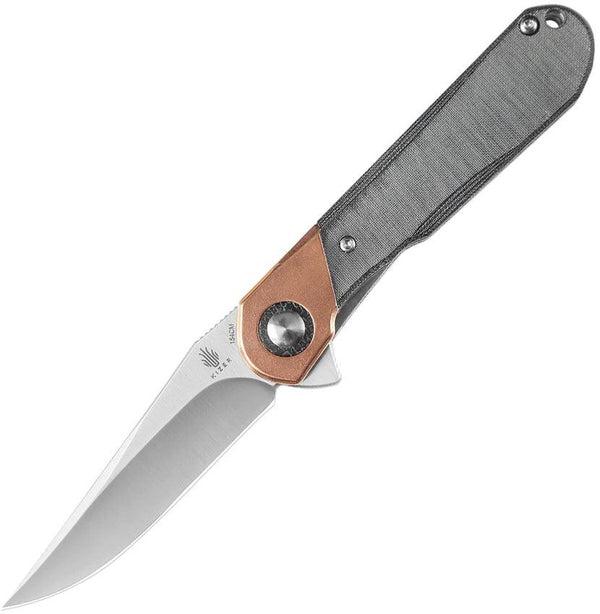 Kizer Cutlery Comet Linerlock Black Brass + Micarta 154CM - Knives.mx