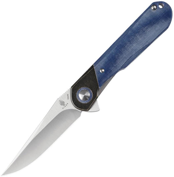 Kizer Cutlery Comet Linerlock Blue Brass + Micarta 154CM - Knives.mx