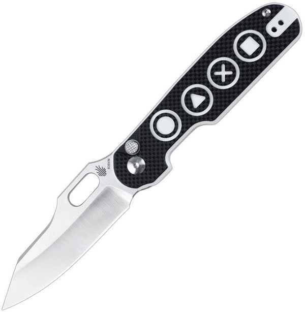 Kizer Cutlery Cormorant Button Lock Black and White G10 S35VN - Knives.mx