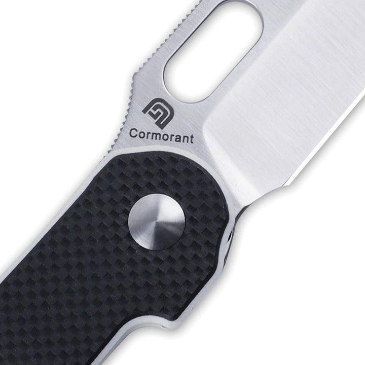 Kizer Cutlery Cormorant Button Lock Black & White G10 Satin S35VN - Knives.mx