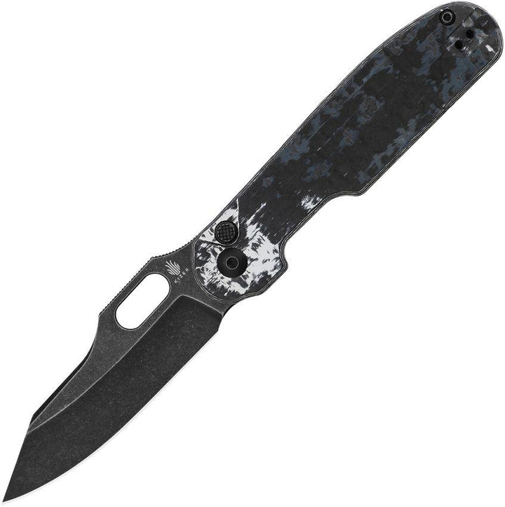 Kizer Cutlery Cormorant Button Lock Fatcarbon Black Stonewash S90V - Knives.mx