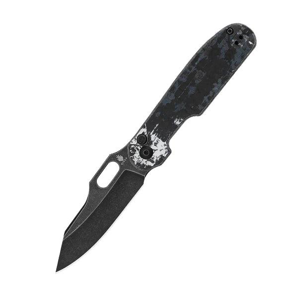 Kizer Cutlery Cormorant Button Lock Fatcarbon Black Stonewash S90V - Knives.mx
