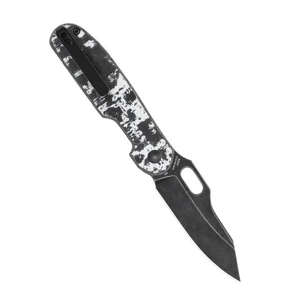 Kizer Cutlery Cormorant Button Lock Fatcarbon Black Stonewash S90V - Knives.mx