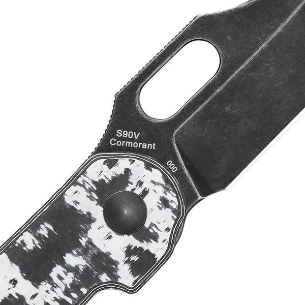 Kizer Cutlery Cormorant Button Lock Fatcarbon Black Stonewash S90V - Knives.mx