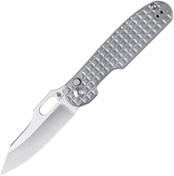 Kizer Cutlery Cormorant Button Lock Gray Sculpted Titanium Satin CPM-20CV - Knives.mx