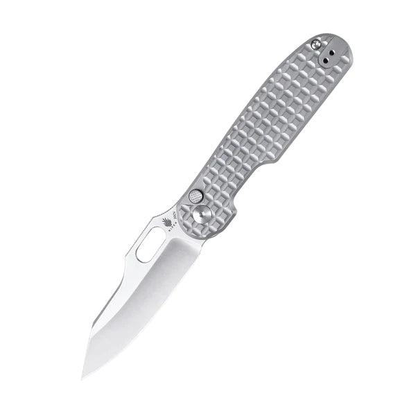 Kizer Cutlery Cormorant Button Lock Gray Sculpted Titanium Satin CPM-20CV - Knives.mx