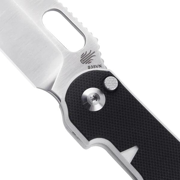 Kizer Cutlery Cormorant XX Button Lock Black and White G10 S35VN - Knives.mx