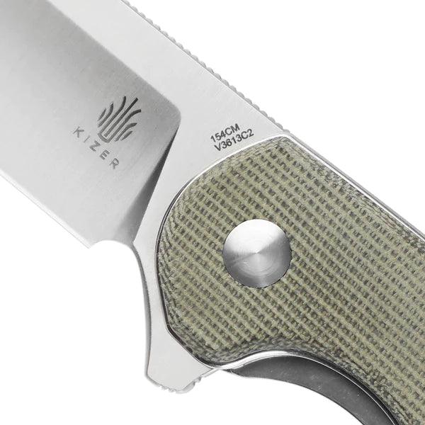 Kizer Cutlery Cozy Liner Lock Knife Green Micarta 154CM - Knives.mx