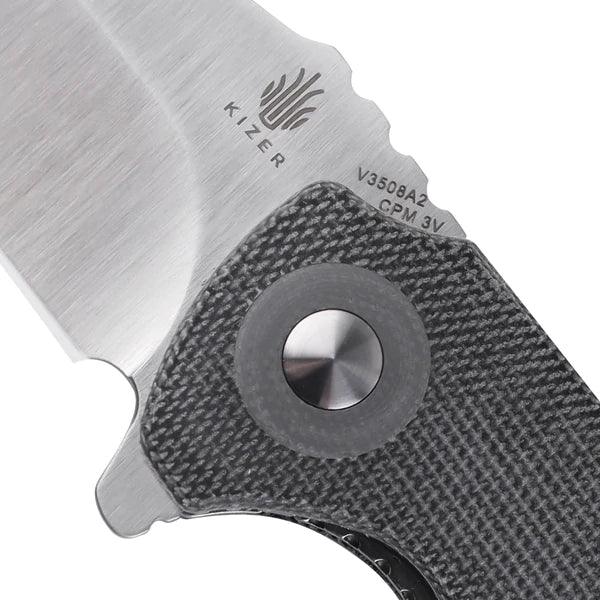 Kizer Cutlery Critical Mini Linerlock Black Linen Micarta CPM-3V - Knives.mx