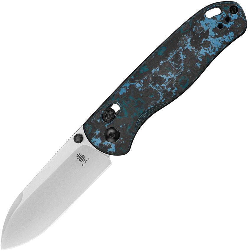 Kizer Cutlery Drop Bear Clutch Lock Arctic Storm Carbon Fiber Stonewas ...