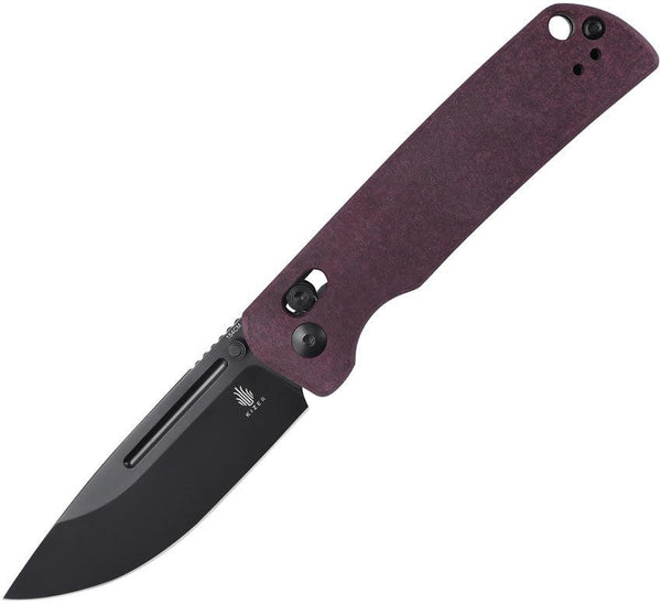 Kizer Cutlery Escort Clutch Lock Burgundy Richlite Black 154CM - Knives.mx