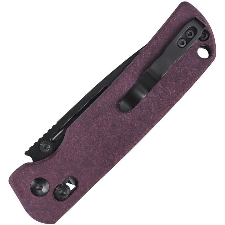 Kizer Cutlery Escort Clutch Lock Burgundy Richlite Black 154CM - Knives.mx