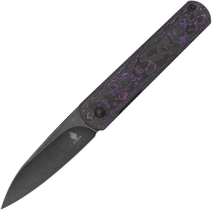 Kizer Cutlery Fiest XL Linerlock Fatcarbon Black Stonewash 20CV - Knives.mx