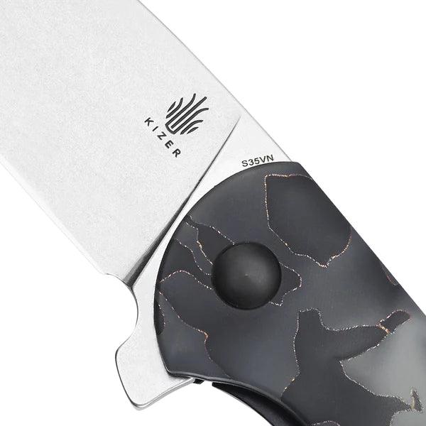 Kizer Cutlery Gemini Framelock Raffir Handle Stonewash S35VN - Knives.mx