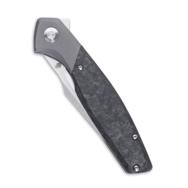 Kizer Cutlery Grazioso Framelock Gray Titanium w CF Inlay Satin 20CV - Knives.mx