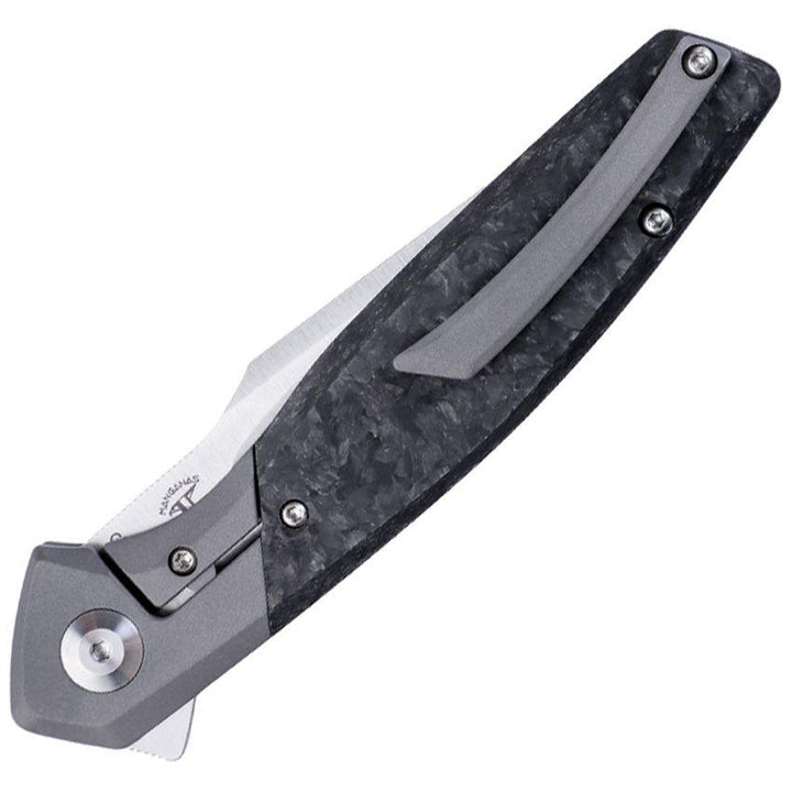 Kizer Cutlery Grazioso Framelock Gray Titanium w CF Inlay Satin 20CV - Knives.mx