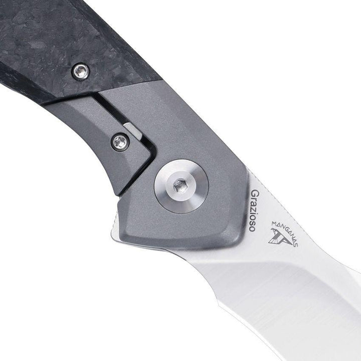 Kizer Cutlery Grazioso Framelock Gray Titanium w CF Inlay Satin 20CV - Knives.mx