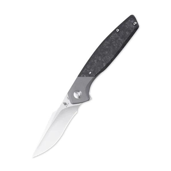 Kizer Cutlery Grazioso Framelock Gray Titanium w CF Inlay Satin 20CV - Knives.mx