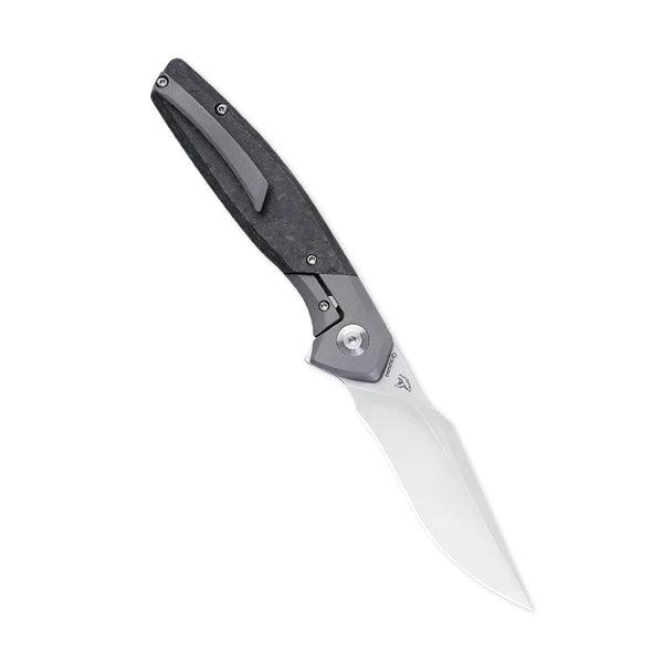 Kizer Cutlery Grazioso Framelock Gray Titanium w CF Inlay Satin 20CV - Knives.mx