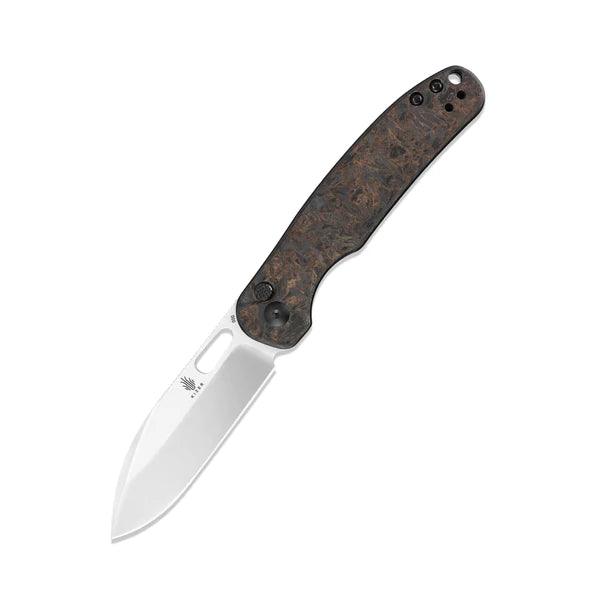 Kizer Cutlery Hic-Cup Button Lock Fatcarbon Stonewash S35VN - Knives.mx