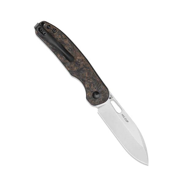 Kizer Cutlery Hic-Cup Button Lock Fatcarbon Stonewash S35VN - Knives.mx