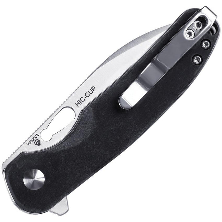 Kizer Cutlery HIC-CUP Button Lock Grays Harbor Richlite Satin 154CM - Knives.mx
