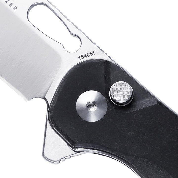 Kizer Cutlery HIC-CUP Button Lock Grays Harbor Richlite Satin 154CM - Knives.mx