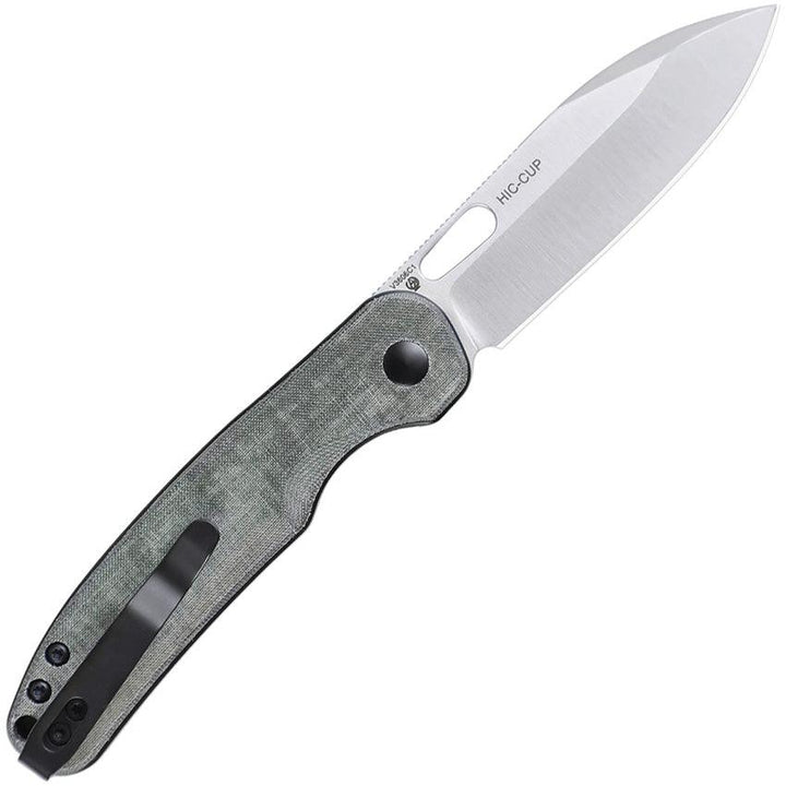 Kizer Cutlery HIC-CUP Button Lock Green Micarta Satin 154CM - Knives.mx