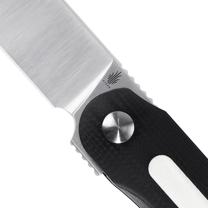 Kizer Cutlery Latt Vind Linerlock Black & White G10 Satin Bohler N690 - Knives.mx