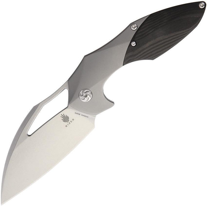 Kizer Cutlery Megatherium Carbon Fiber Titanium Black&Gray Stonewash CPM-S35VN - Knives.mx