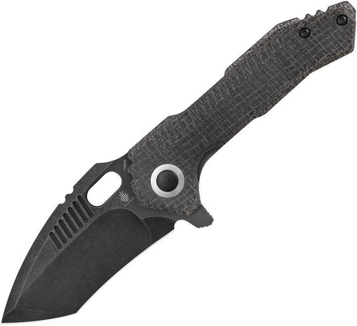 Kizer Cutlery Mini Paragon Linerlock Blackout Micarta Stonewash Tanto 154CM - Knives.mx