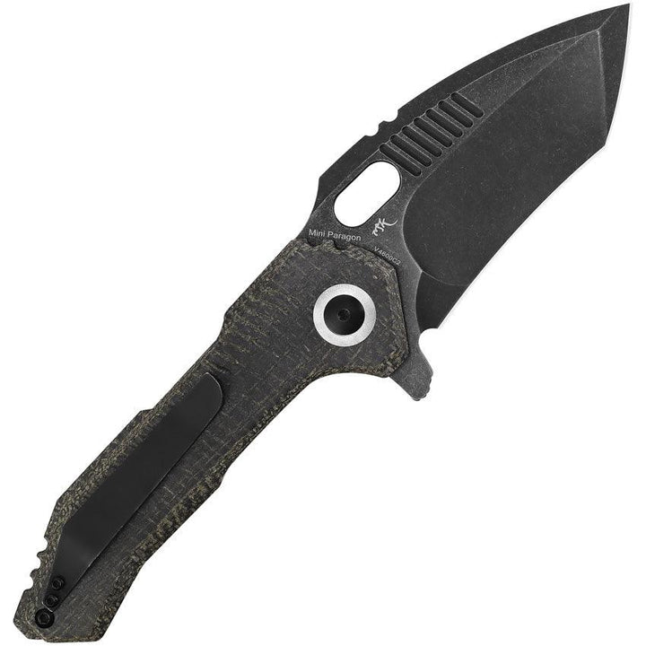 Kizer Cutlery Mini Paragon Linerlock Blackout Micarta Stonewash Tanto 154CM - Knives.mx