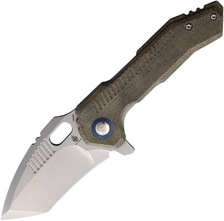 Kizer Cutlery Mini Paragon Linerlock Green Micarta Stonewash Tanto 154CM - Knives.mx