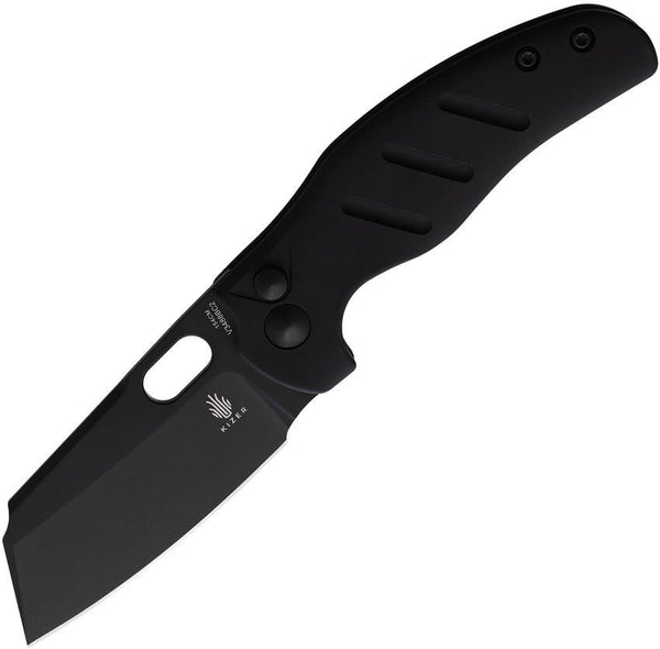 Kizer Cutlery Mini Sheepdog Button Lock Black Aluminum 154CM - Knives.mx