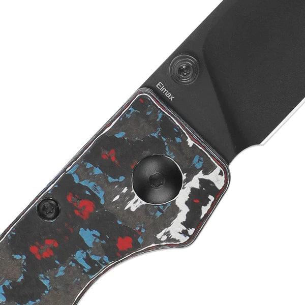 Kizer Cutlery Nebula Button Lock Fatcarbon Black Stonewash Elmax Steel - Knives.mx