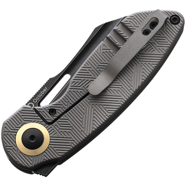Kizer Cutlery October Framelock Dark Gray Textured Titanium Black Stonewash CPM-20CV - Knives.mx