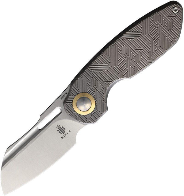 Kizer Cutlery October Framelock Gray Textured Titanium Satin CPM-20CV - Knives.mx