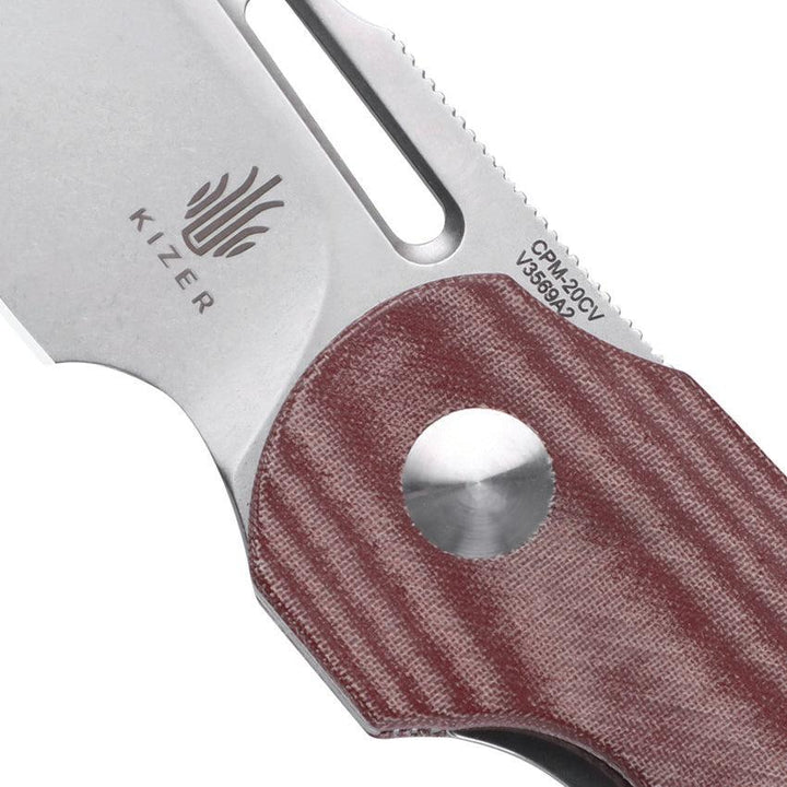 Kizer Cutlery October Linerlock Red Micarta Satin CPM-20CV - Knives.mx