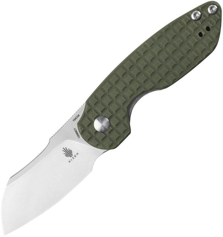 Kizer Cutlery October Mini Linerlock Green Sculpted G10 Satin 154CM - Knives.mx