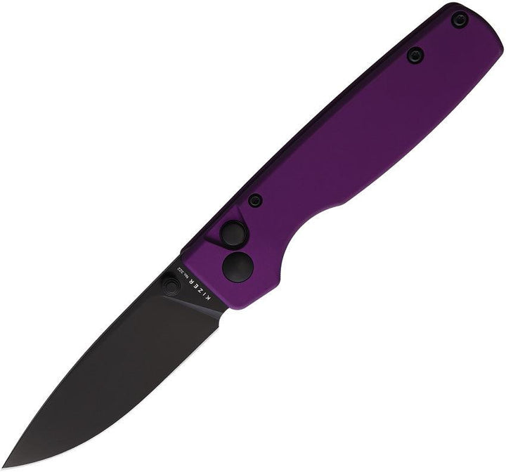 Kizer Cutlery Original Button Lock Purple Black Stonewash 154CM - Knives.mx