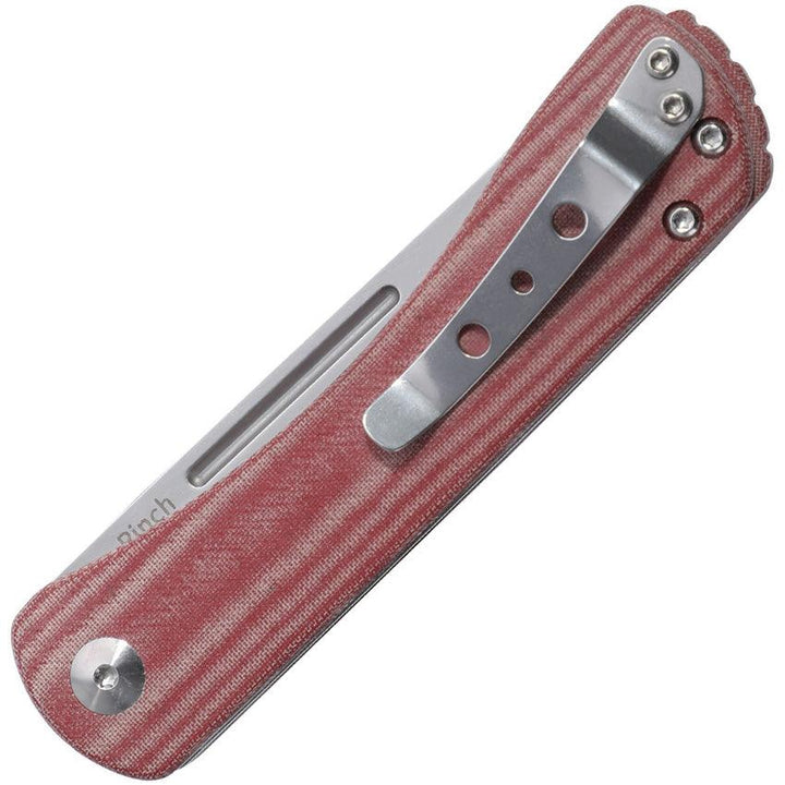 Kizer Cutlery Pinch Folder Red Canvas Micarta Stonewash Bohler N690 - Knives.mx