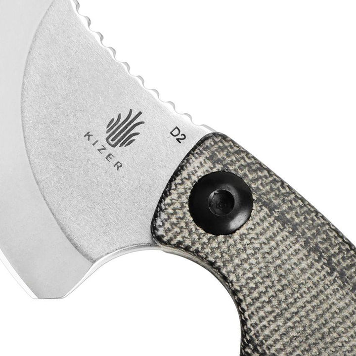 Kizer Cutlery Rocker Fixed Blade Canvas Micarta Stonewash D2 - Knives.mx